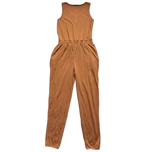 Maurices Mustard Yellow Gold Drawcord Waist Pocket Sleeveless Jumpsuit S - Picture 4 of 9